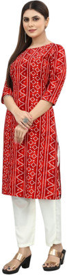 Maridiifashion Women Printed Straight Kurta(Red)