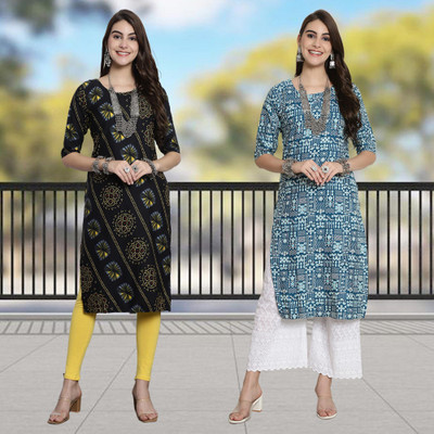 Moda Rapido Women Printed, Geometric Print A-line Kurta(Multicolor)
