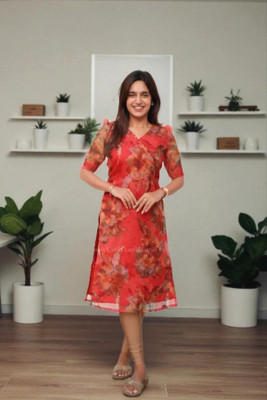Styleva Women Printed A-line Kurta(Red)