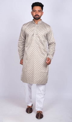 KAISERMEN Men Printed Straight Kurta(Beige)