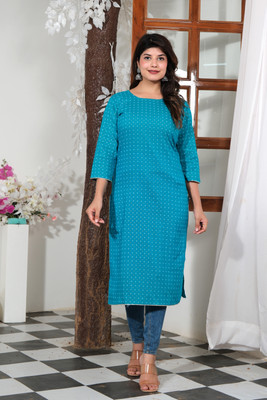 Heba Women Printed A-line Kurta(Blue)