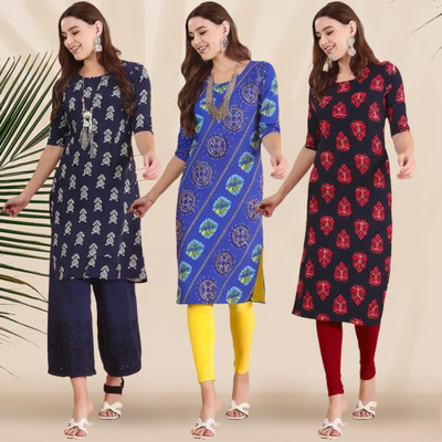 EthnicBasket Women Printed Straight Kurta(Multicolor)