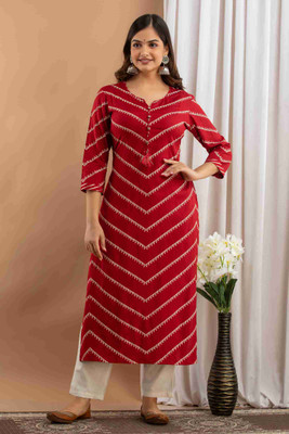 PAREEK FASHION Women Printed A-line Kurta(Maroon)