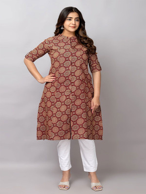 FASHION PETALS Women Floral Print A-line Kurta(Maroon)