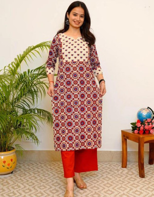 SHRI RAMJ BROTHERS Women Printed, Geometric Print A-line Kurta(Multicolor)