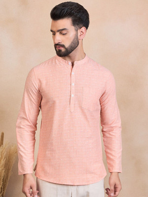 ANOUK Men Solid Straight Kurta(Orange)