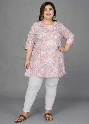 Vasavi Women Printed Straight Kurta(Pink)