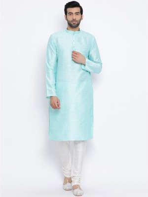 Namaskar Men Solid Straight Kurta(Blue)