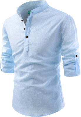 VIMASUTI Men Solid A-line Kurta(Blue)