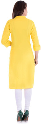 HouseOfCommon Women Printed Straight Kurta(Yellow)
