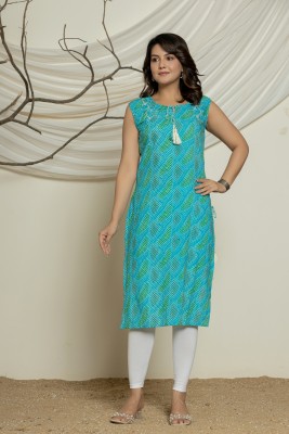 MAYAARA Women Printed Straight Kurta(Blue)