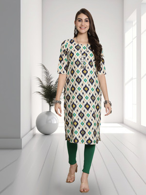 EthnicBasket Women Printed A-line Kurta(Blue)