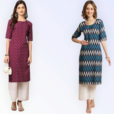 HouseOfCommon Women Printed Straight Kurta(Multicolor)
