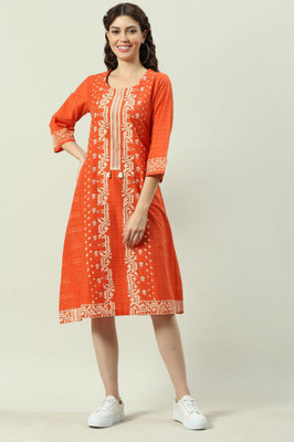 BIBA Women Printed Flared Kurta(Red)