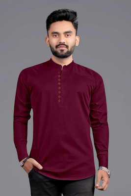 Ethnic Trendz Men Solid Straight Kurta(Maroon)