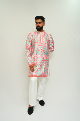 Bhaartiya Ethnic Men Printed Straight Kurta(Black, Multicolor)