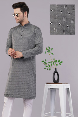 Sypher Boutique Men Self Design Straight Kurta(Grey)