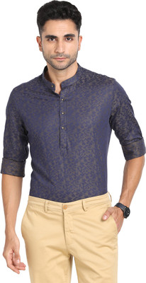 TURTLE Men Self Design A-line Kurta(Dark Blue)