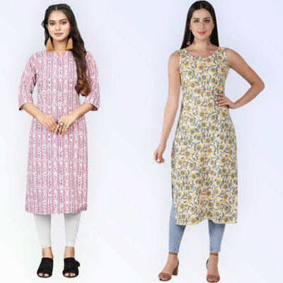 HouseOfCommon Women Self Design Straight Kurta(Multicolor)