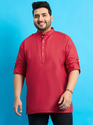 bigbanana Men Solid Straight Kurta(Red)