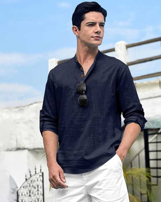 CHIRASVI Men Solid Straight Kurta(Dark Blue)