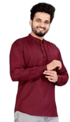 dijitra fab Men Solid Straight Kurta(Maroon)