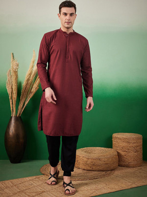 Sangria Men Embellished Straight Kurta(Maroon)
