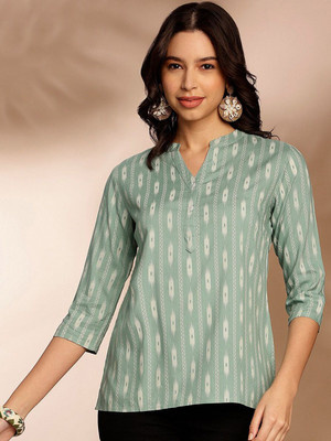 ANOUK Women Printed Straight Kurta(Green)