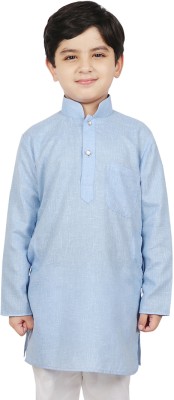 SG YUVRAJ Boys Self Design Straight Kurta(Light Blue)