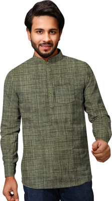 Priya Enterprises Men Self Design A-line Kurta(Green)