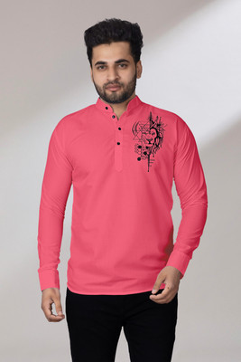 Kavyangle Creation Men Printed Straight Kurta(Red)
