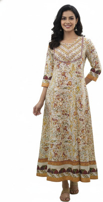 Silakaari Women Floral Print Anarkali Kurta(Multicolor)