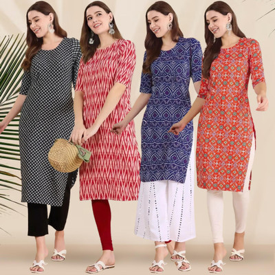 1 Stop Fashion Women Printed Straight Kurta(Multicolor)