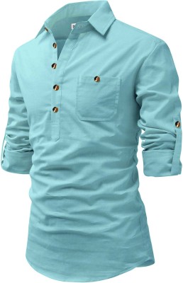 RAREMARK Men Solid A-line Kurta(Light Blue)