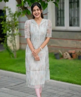 J M CREATION Women Printed A-line Kurta(White)