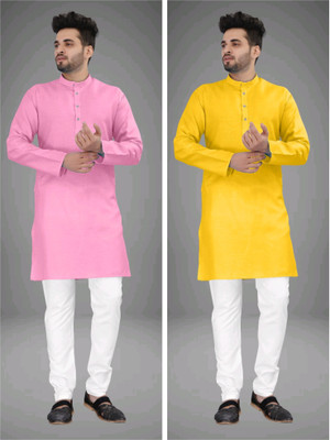 GRATITUDE ROCK Men Solid Straight Kurta(Multicolor)