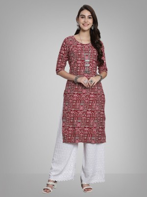 EthnicBasket Women Printed A-line Kurta(Maroon)