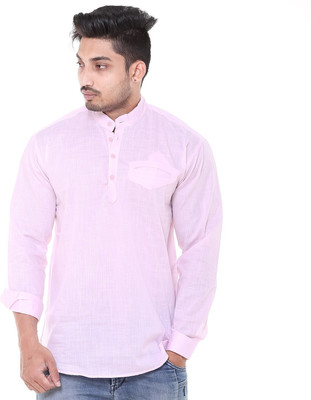 TWIST Men Solid Straight Kurta(Grey)