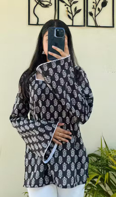NS Beanie Casual Printed, Ethnic Motifs Women Black Top
