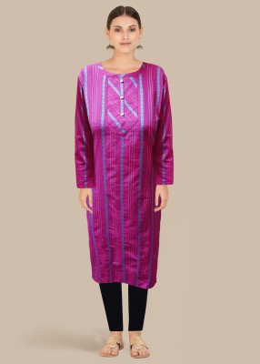 DEVGROUP COLLECTION Women Striped Straight Kurta(Purple)