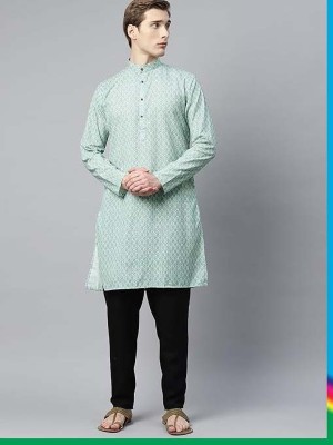 Zullia Men Printed Straight Kurta(Multicolor)