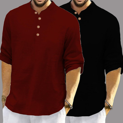 DaReal Men Solid Straight Kurta(Maroon)