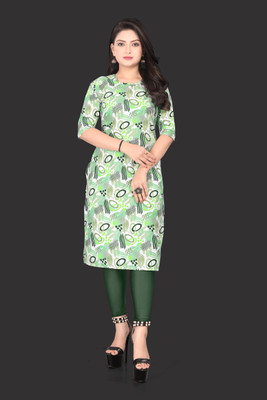RANGRASIYA CORPORATION Women Printed Straight Kurta(Green)
