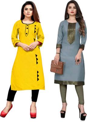 AAIKHODAL Women Woven Design Straight Kurta(Multicolor)