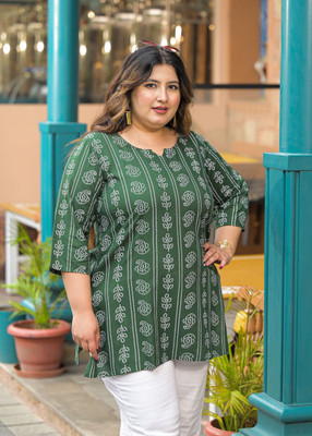 Lee Moda Women Printed Straight Kurta(Green)