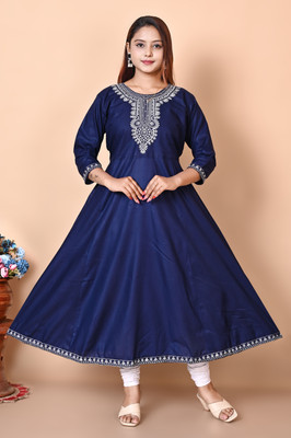 Paramount NX Women Embroidered Anarkali Kurta(Blue)
