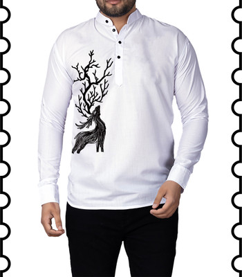 Kavyangle Creation Men Solid Straight Kurta(White)