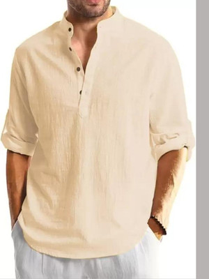 Classycollar Men Solid A-line Kurta(Beige)