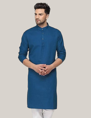 balajiis Men Solid Straight Kurta(Blue)