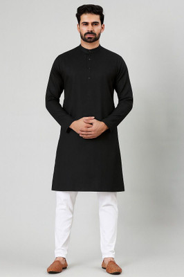 steadman Men Solid Ethnic Dress Kurta(Black)